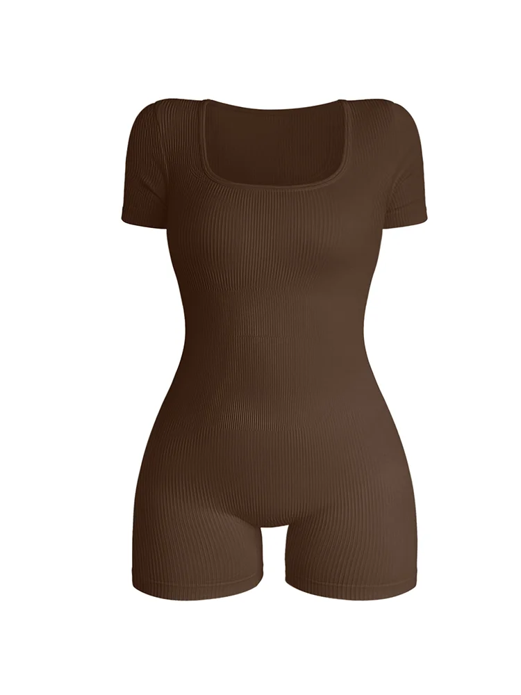 Women’s Square Neck Short Sleeved Jumpsuit Sexy High Waist Bodycon One-piece Jumpsuit Fashionable Sexy Streetwear Ladies Best Sellers In Women's Clothing