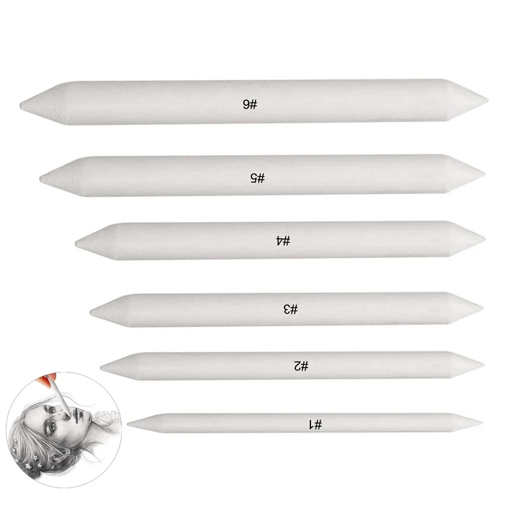 

6pcs/set Blending Smudge Stump Stick Tortillon Sketch Art White Drawing Charcoal Sketcking Tool Rice Paper Pen artist Supplies