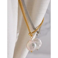 Yhpup Tarnish Free Natural Pearl Beads Chic Exquisite Necklace Thin Chain Stainless Steel Minimalist Charm Collar Jewelry Women - Image 6