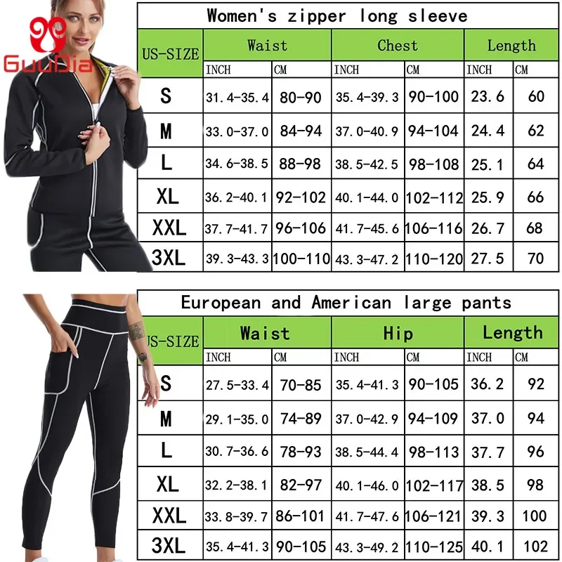 GUUDIA Hot Sauna Suit Sauna Sweat Pants Neoprene Suit Sweating Shapers Women Weight Loss Fat Burn Corset Body Shaper Slimming