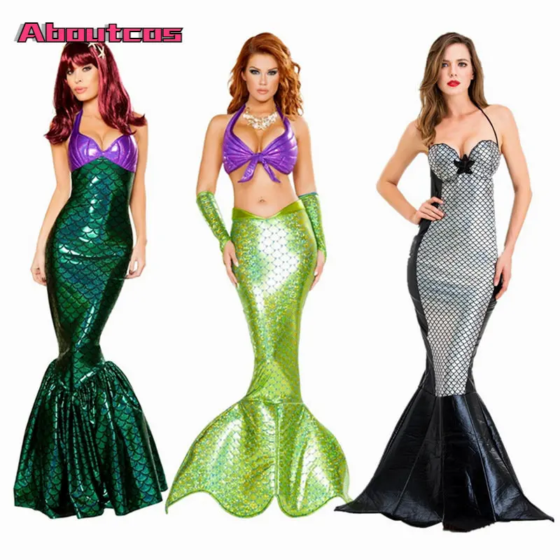 

Aboutcos Anime Little Mermaid Ariel Princess Fancy Patry Dress Cosplay Costume Halloween Party Ladies Adult Sexy Suit