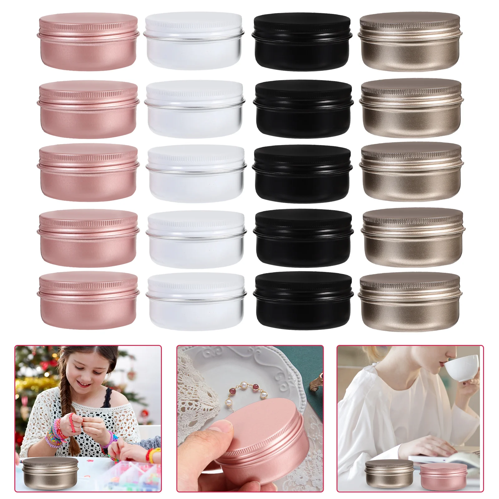 

20pcs Aluminum Boxes Cosmetics Packing Boxes Round Cream Paste Subpackage Boxes