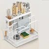 Kitchen Storage Shelf MultiFunction Kitchen Knife Stand Holder Sink Storage Rack Stainless Steel Soap Sponge Holder Towel Rack 6