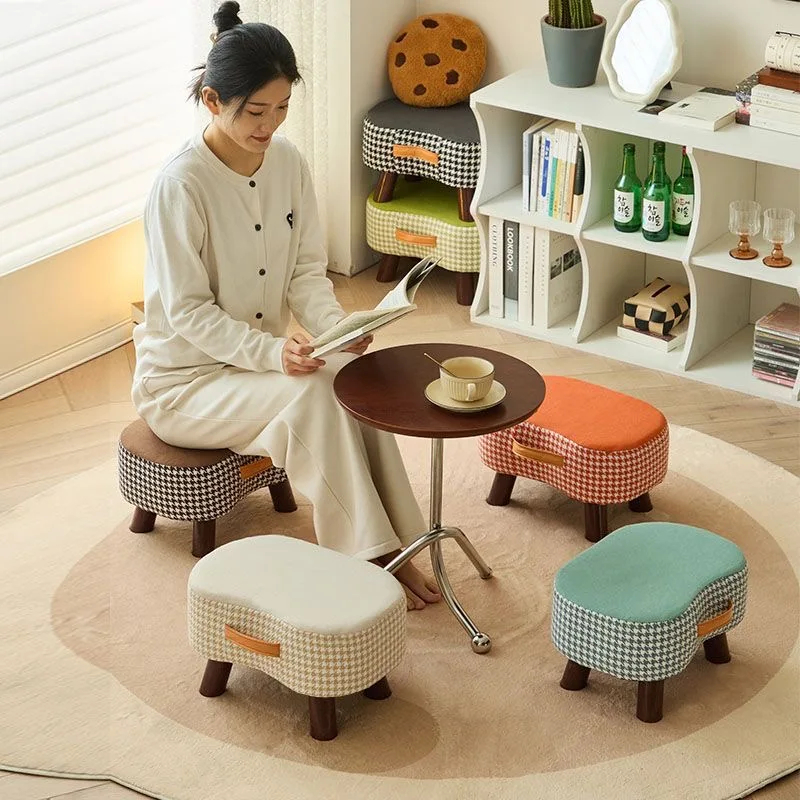 발받침대 Simple Stool Shoe Changing Living Room children Footrest Coffee Table Low Stool Soft Bag Internet Famous Small Chair
