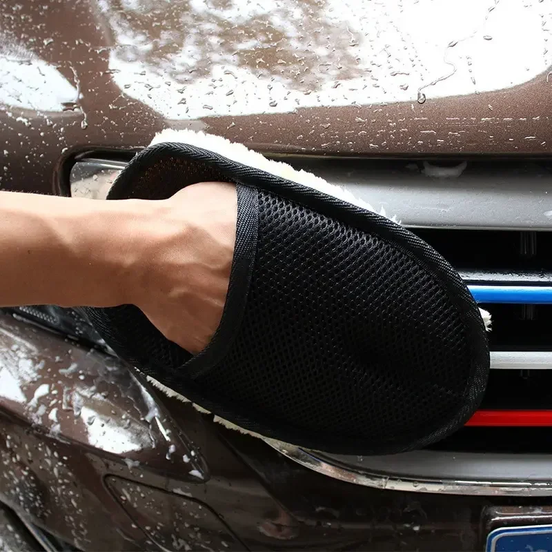 Thickened Plush Car Wiping Gloves Waxing Imitation Car Washing Wool Gloves Polishing Car Cleaning Products cleaning cloth