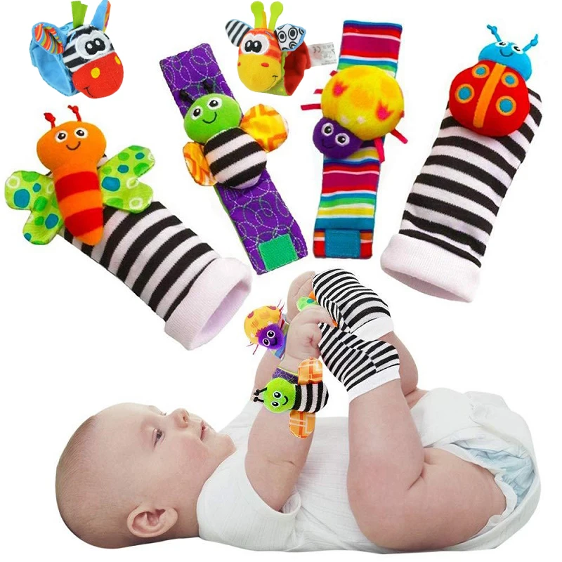 Baby Rattles Toys Animal Socks Foot Finder Rattle Set Infant Development Baby Games 0 6 Month Toys Birth Gift for Newborn Babies