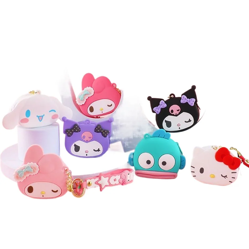 

Sanrio Cartoon Silicone Coin Purse Kawaii Hellokitty Kuromi Mini Storage Bag Cute Pendant Keychain Doll Bag Decoration Girl Gift