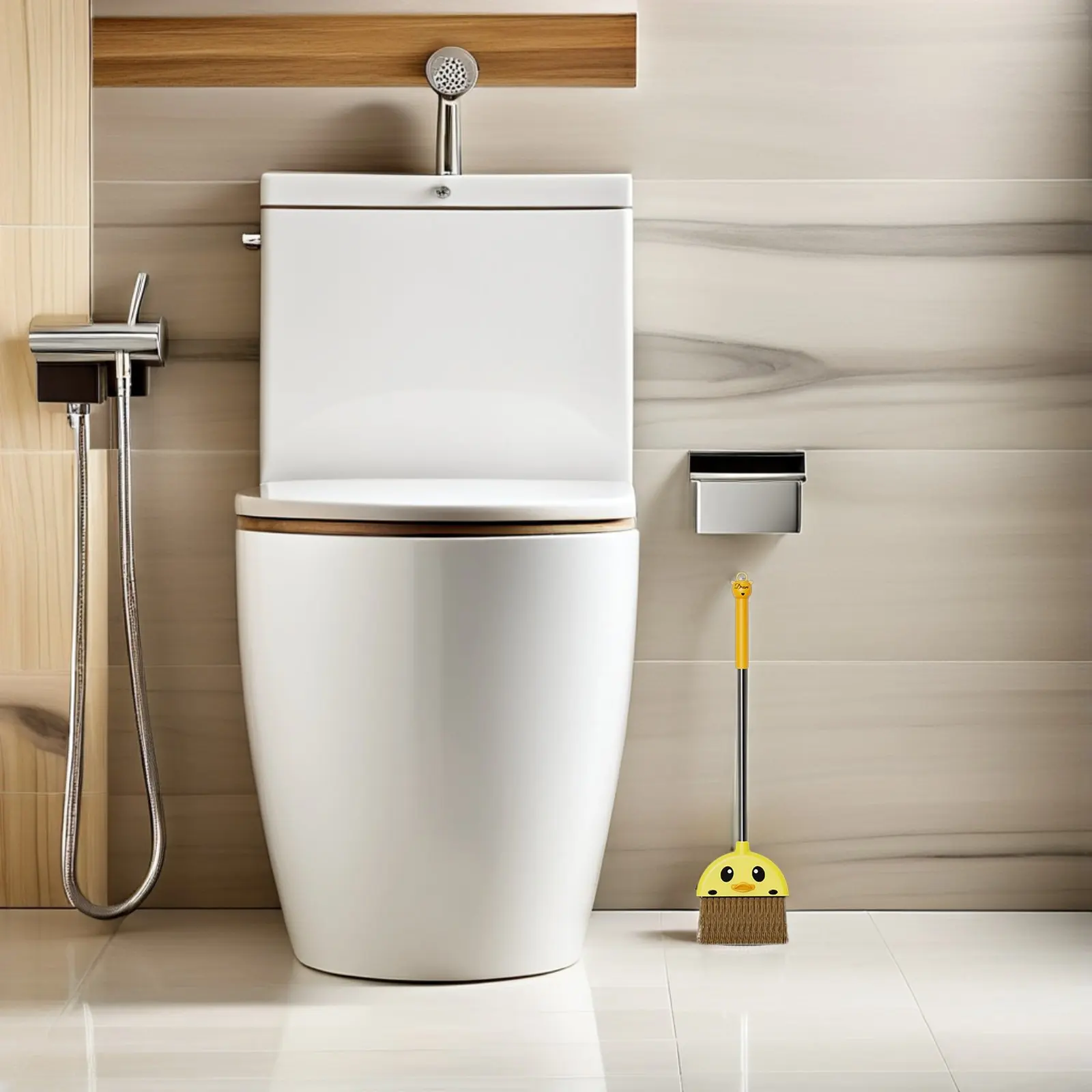 작은 노란색 오리 용 빗자루 안전한 PP 애완 동물 재료 어린이 가정용 청소 도..