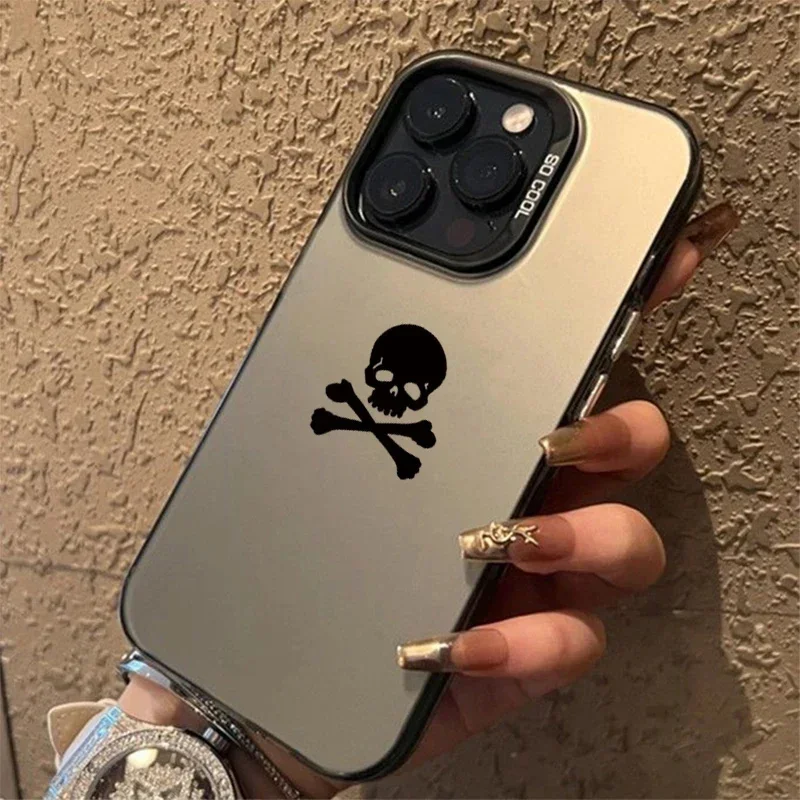 Black Skull Matte Electroplate Phone Case Cover