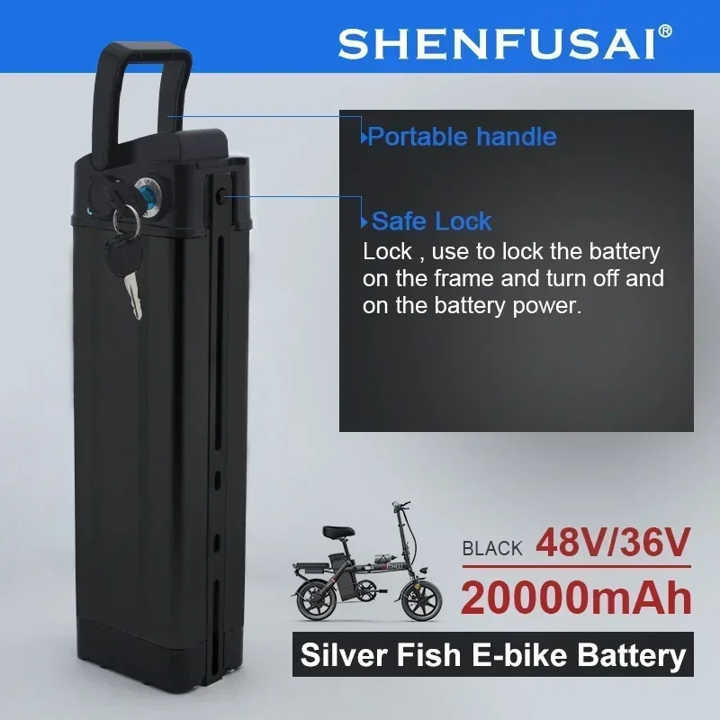 

R8 Electric Bicycle Battery 48V20Ah 25Ah Silver Fish Battery Suitable for Shengmiro MX20 GORTAT Q80 Folding Bicycle 1000W 1500W