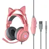 SY-G25 Wired Headphones With Microphone Cute Cat Ear Over Ear Gaming Headsets for E-sport Computer Headphone Laptop Headset 1