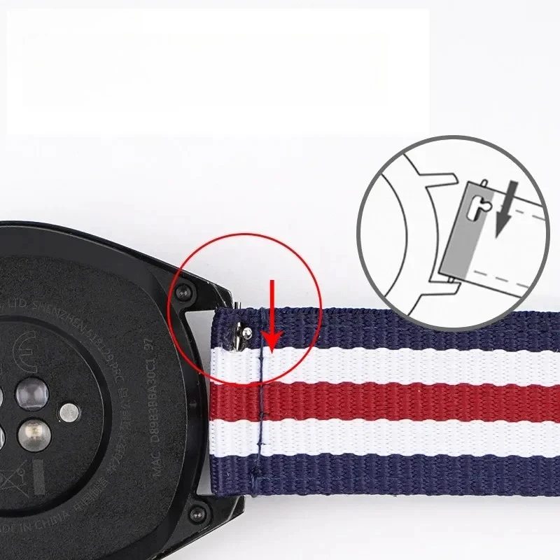 Universal Striped Nylon Canvas Watch Strap with Quick Release - Unisex, Multiple Sizes