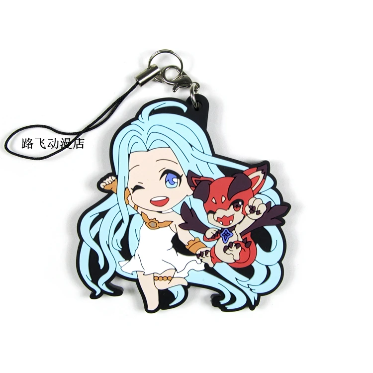 Anime Granblue Fantasy Rubber Hanger Keychain Pendant Gran Lyria Vyrn Alize Rackam Euclase Cosplay Merch Gift 5