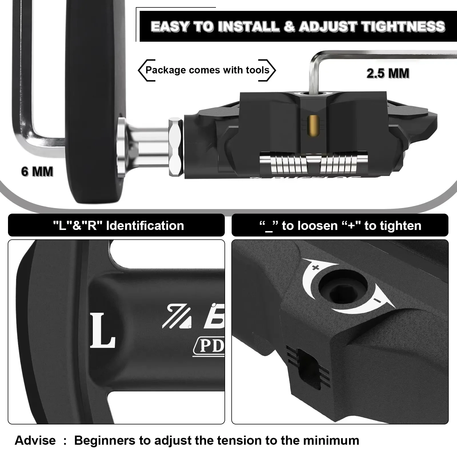 BUCKLOS Road Bike Aluminum Pedals 6 Degree Bicycle Self-Locking Pedal with Locking Plate for SPD-SL Cr-Mo Steel/Titanium Spindle 6