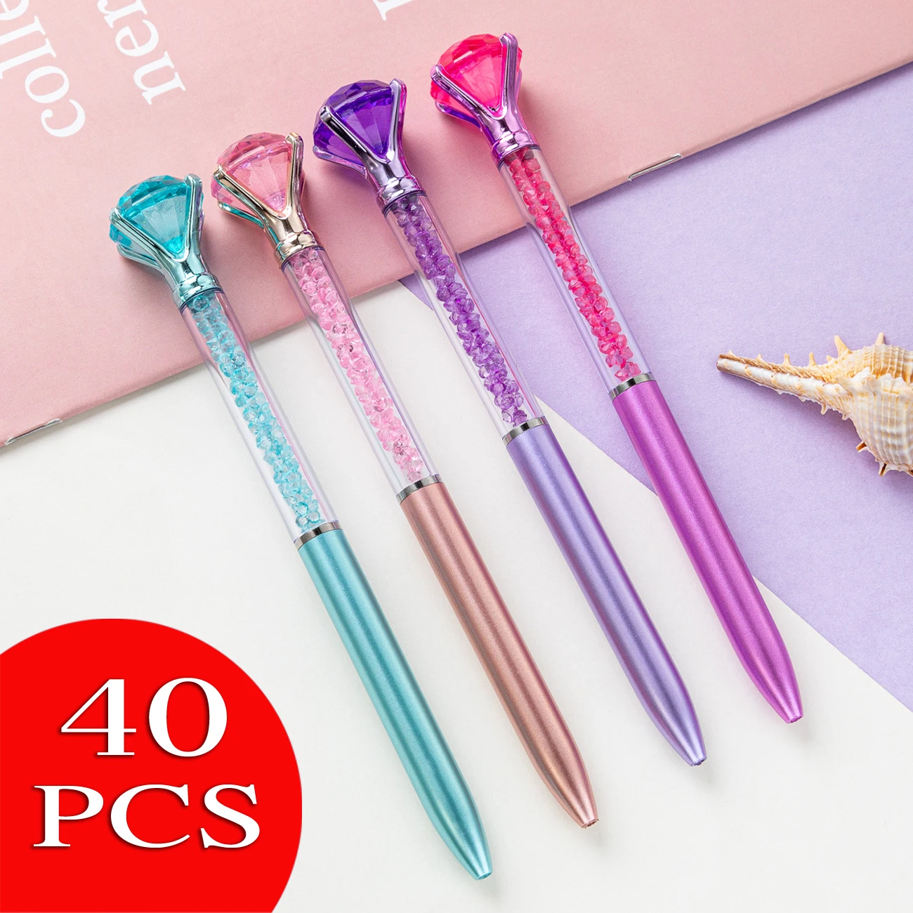 

40PCS Stationery Ballpoint Pen Cute Sweet Lovely Pretty Diamond Funny Pens