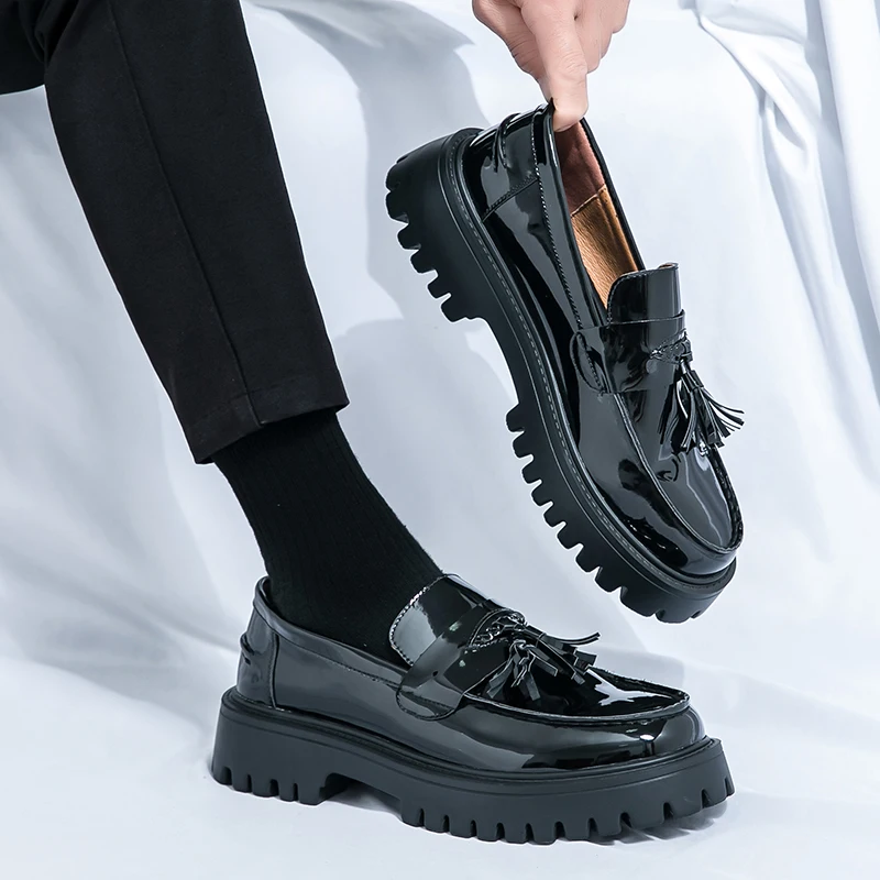 Casual Shoes Mens Comfortable Driving Loafers Light Moccasins Men Fashion Sequins Bling Party Wedding Black Dress Flats Tassel 4
