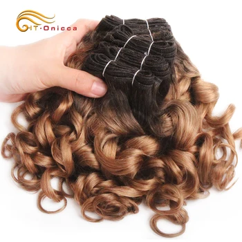곱슬 머리 번들, 옴브레 브라질 헤어 위브 번들, 컬러 인모 익스텐션, 1B, 2, 4, 30, 33, 99J, 27, 8, 10, 12 인치, 로트당 6 개 상품 이미지