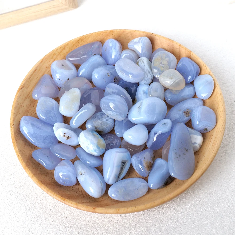 50G/bag Natural Healing Tumble Blue chalcedony Gravel Stone Reiki Crystals for Yoga Energy Beginners Craft Home Decor Decorative Stones,Tumbled Stones,Healing Stones