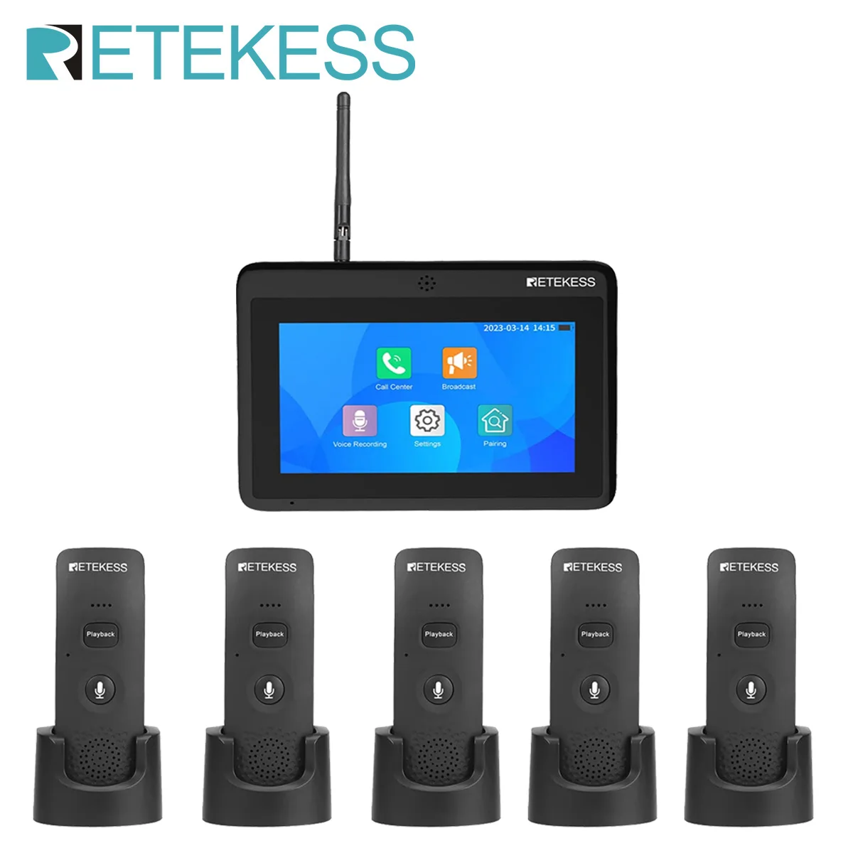 Retekess 식당용 무선 호출기, 웨이터 호출 시스템, 음성 양방향 인터코 5 송신기, 카페 호텔용 1 리시버, TD125