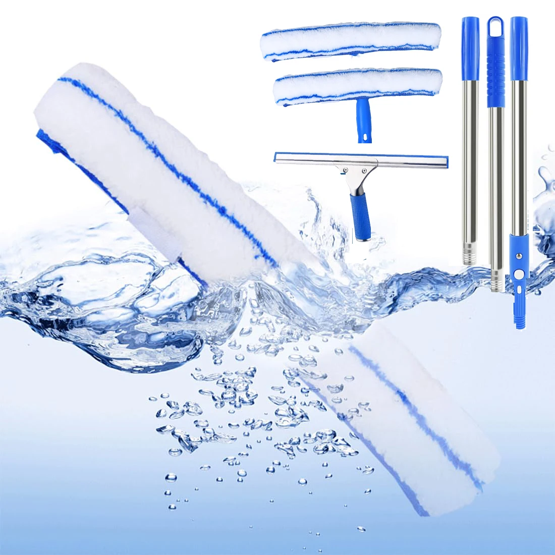 Window Cleaning Kit Telescopic Long Handle Wiper Microfiber Scrubber Home for Shower Glass Mirror Door Car Cleaning Accessories 5