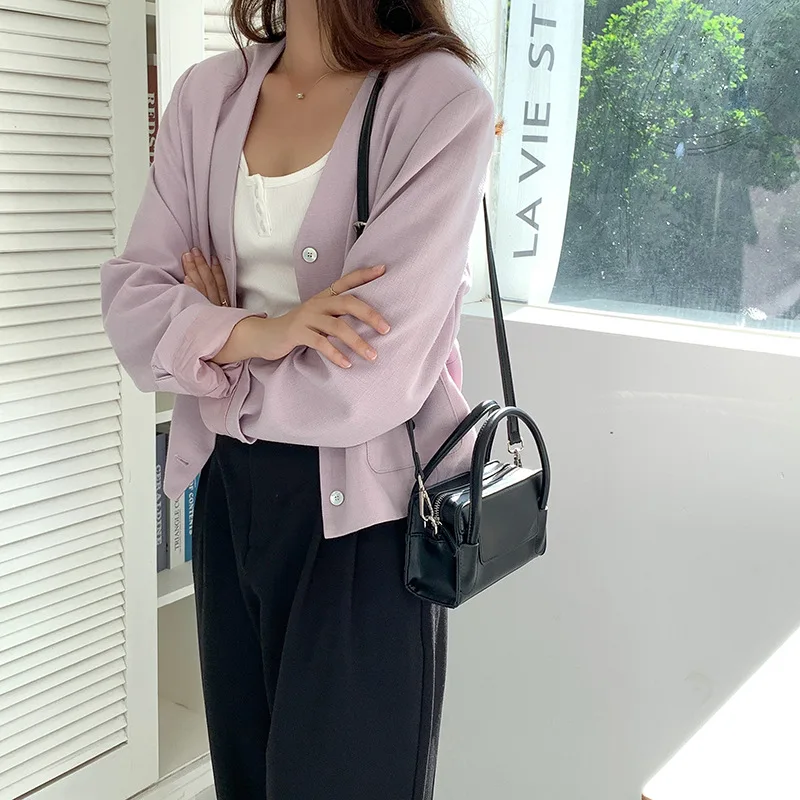 2023 Shoulder Bag Handbag Trend Design Square Solid Color Bags for Women Crossbody Bag PU Faux Leather Texture Casual All-match