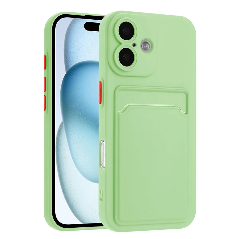 Shockproof Soft Silicone Phone Case with Card Holder and Back Pocket Cover
