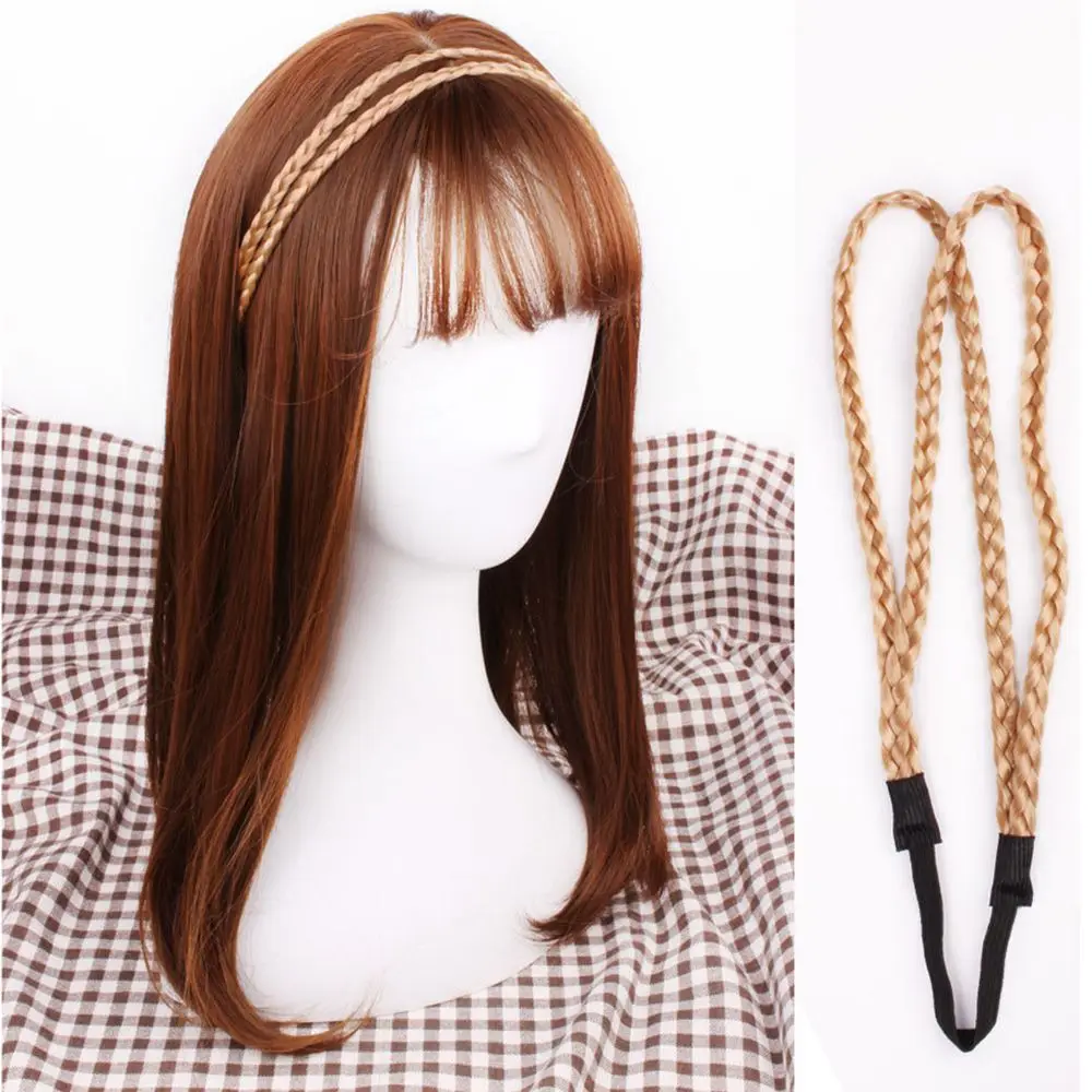Accessori per capelli sintetici: Fascia per capelli intrecciata a 4 colori, parrucca intrecciata, fascia per capelli con parrucca, parrucca sintetica a doppia treccia - immagine 5