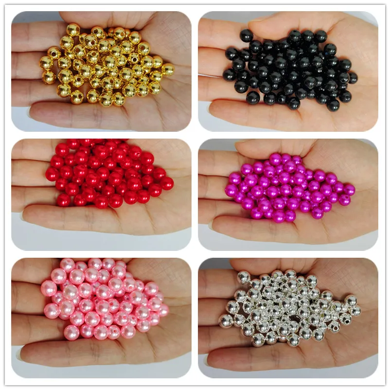 

Pure white 3-12mm straight holes round imitation plastic pearl beads for jewelry accessories Beads & Jewelry Making