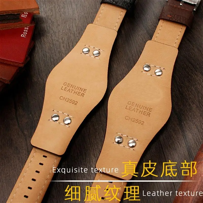 SCHIK Genuine Leather Watchband For Fossil CH2592 CH2564 CH2565 CH2891CH3051 wristband 22mm men tray strap with rivet style