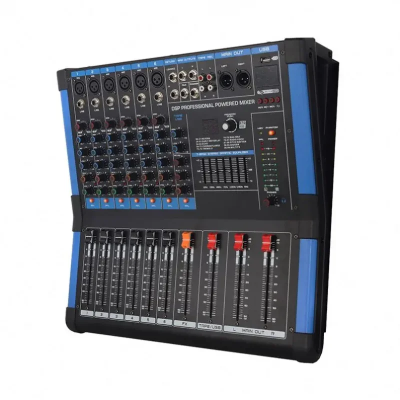 USB BT 48V 팬텀 파워, 16개의 DSP 효과를 갖춘 6채널 파워 믹서, DJ 라이브 스테이지 스튜디오용 신제품