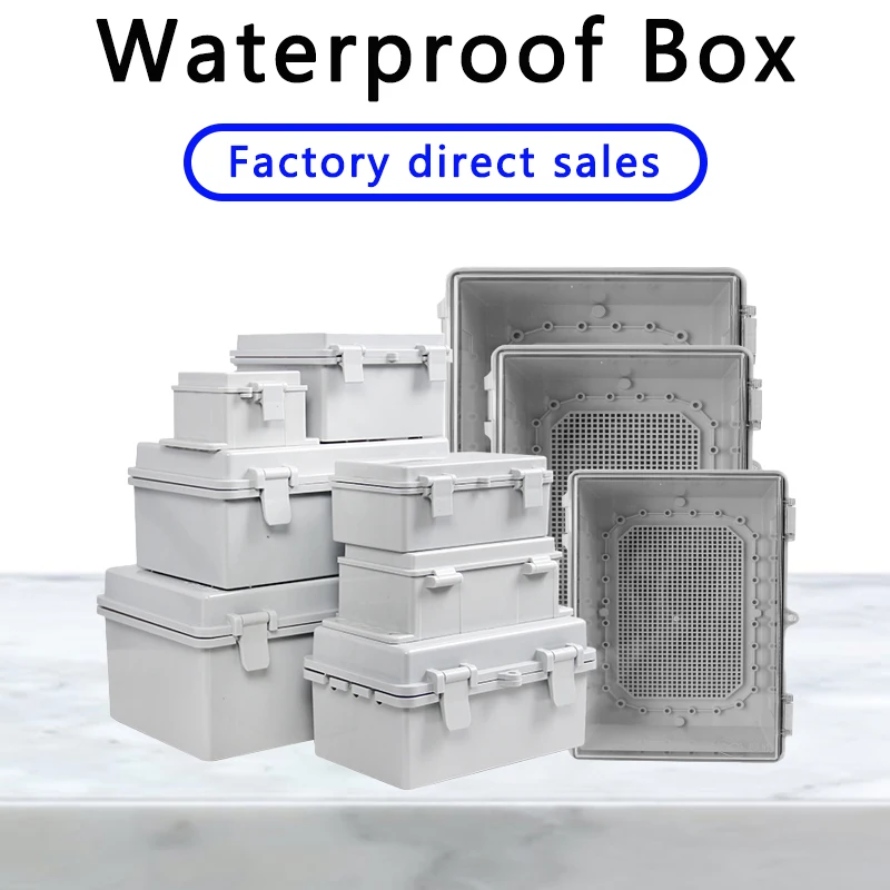 Electric distribution box Outdoor Waterproof Electronic Box IP66 Grey/Transparent Cover Distribution Case ABS Housings with Buckle Plastic Junction Box