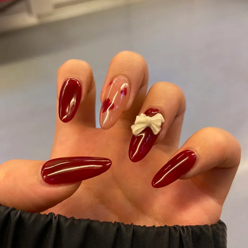 24pcs Box Detachable Coffin False Nails Red Heart Design Wearable Long Ballerina Fake Nail With Bow Almond Line Full Cover Nail Aliexpress 24pcs Box Detachable Coffin False Nails Red Heart Design Wearable Long Ballerina Fake Nail With Bow Almond Line Full Cover Nail Aliexpress