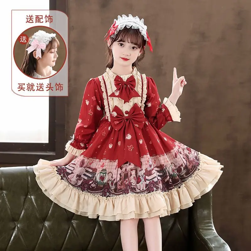 New Lolita Princess Dress Girls' Autumn Style Children's Autumn Long Sleeve Little Girls' Dress Performance