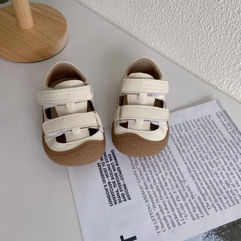 Solid Color Children\'s Beach Shoes Baby Sandals Summer New Kids Leather Clogs Baby First Walkers Baby Girl Shoes