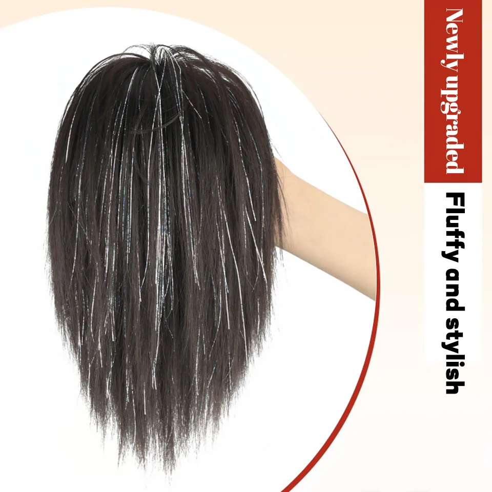 Synthetic Hair Short Straight Chignon Ponytail Clip for Women