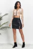 2024 New In Split PU Leather Skirt For Women High Waist Crocodile Pattern Black Office Lady Club Sexy Bodycon Mini Skirts 5