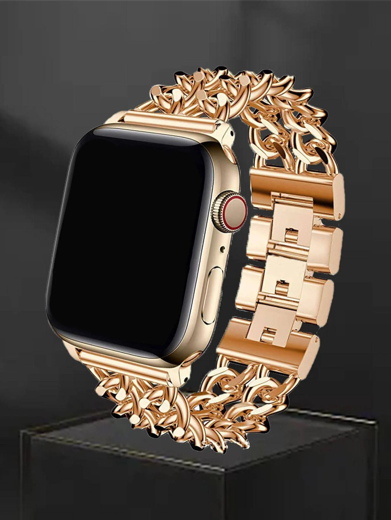 

Compatible with Apple Watch 1pc Fashion Stainless Steel Cowboy Chain Smart Watch Bandwatch band