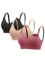 3PCS No Steel Ring with Sports Pad Bra Breastfeeding Non-sagging Vest-style Pregnant Women's Clothing Underwear Front Buckle 1