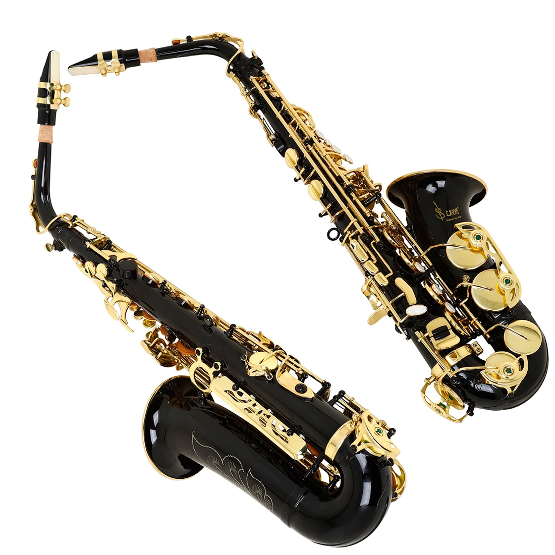SLADE Black Gold Alto Saxophone Student Alto Saxophone E Flat Beginner Complete Set with Case Mouthpiece Strap Reed