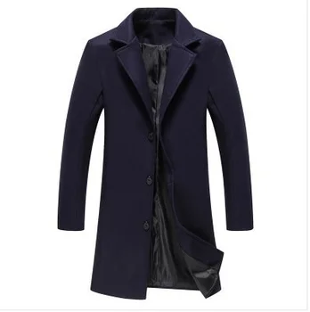 2025 New Men's Trench Coat Wool Blend Overcoat Autumn Winter Fashion Slim Fit Long Coat Business Casual Outerwear Windbreaker - Image 6
