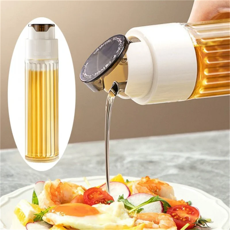 Automatic Oil Dispenser 500ML Transparent Glass Storage Bottle for Oil Leak-Proof Storage Tool for Vinegar Soy Sauce