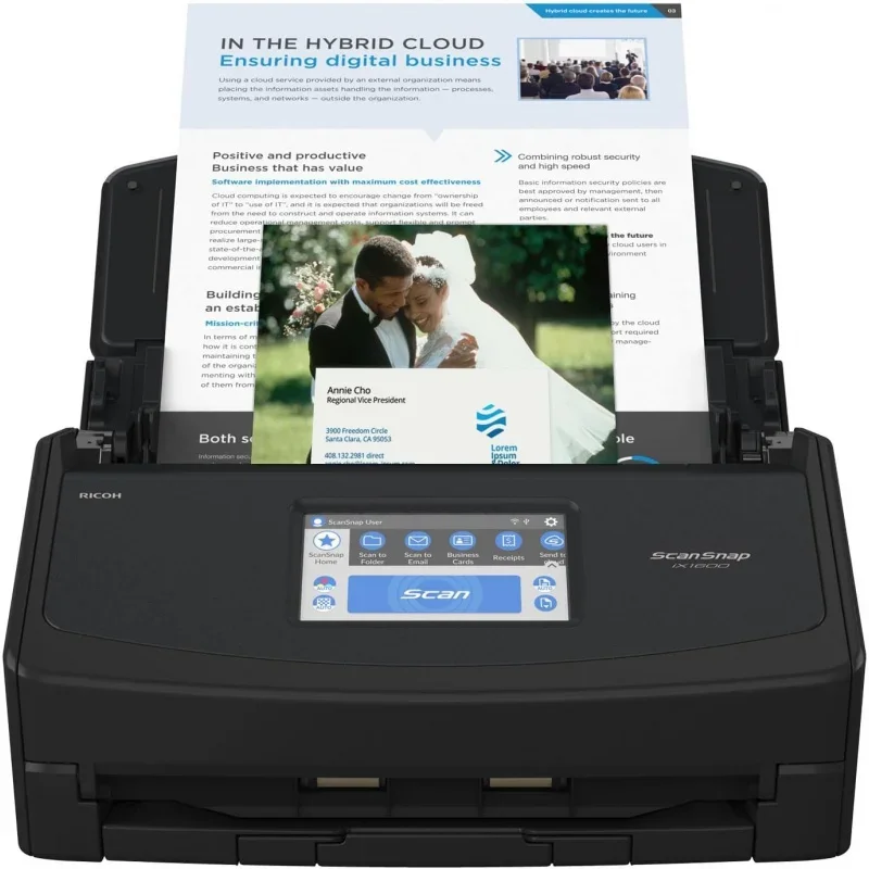 

ScanSnap iX1600 Wireless or USB High-Speed Cloud Enabled Document, Photo & Receipt Scanner with Large Touchscreen and Auto D