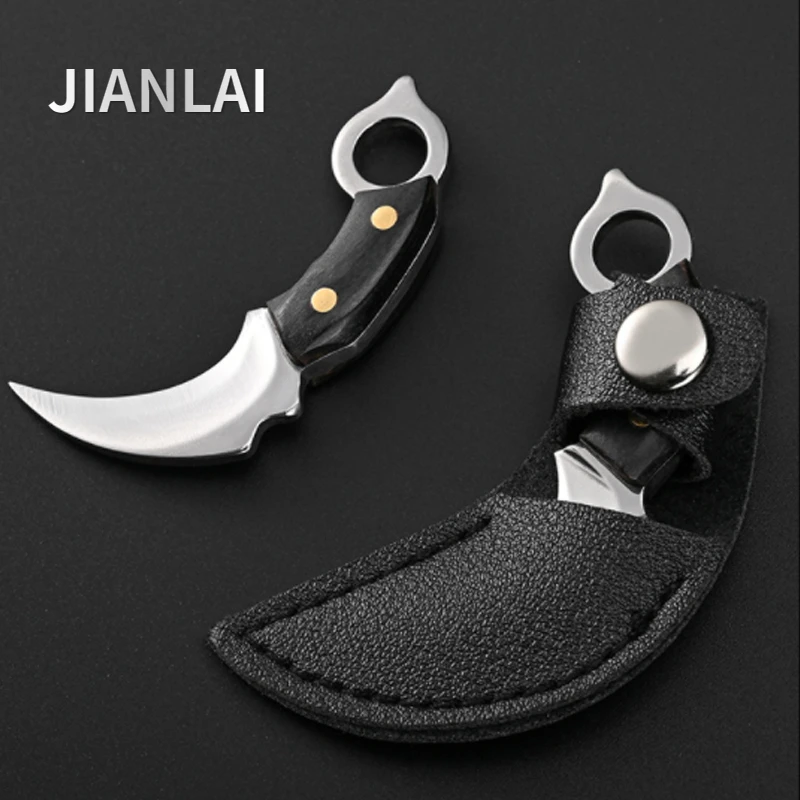 

New Wood Handle Keychain Pocket Knife Stainless Steel Camping Small Mini Portable Knife Peeler Fixed Blade Multi EDC Tool