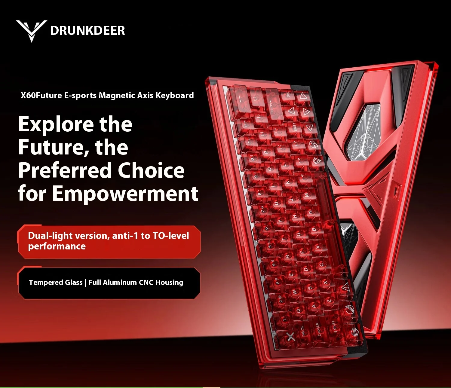 DrunkDeer X60 Future Gaming Keyboard Magnetic Switch 8kHz 0.01 RT