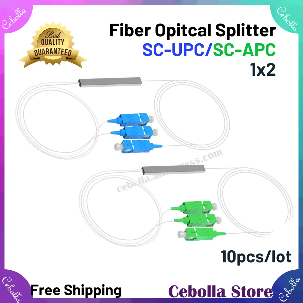 

10pcs Fiber Optical PLC Splitter SC-APC&SC-UPC 0.9mm 1 : 2 Mini steel tube type 1x2 Fiber Opitc Splitter Connector Free Shipping