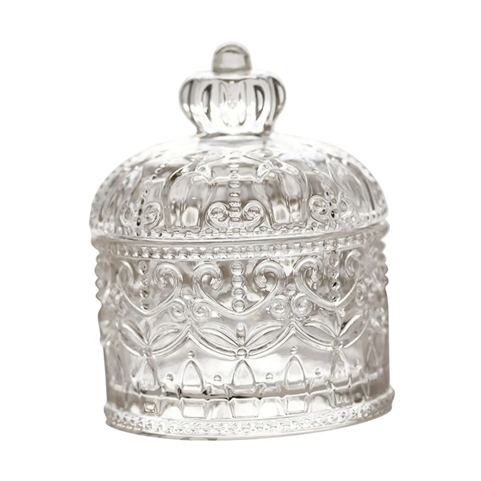 Vintage Crown Glass Jar Decorative Candy Jar Jewelry Organizing Box Container for Candy Snacks Hair Accs Cosmetic Bracelets