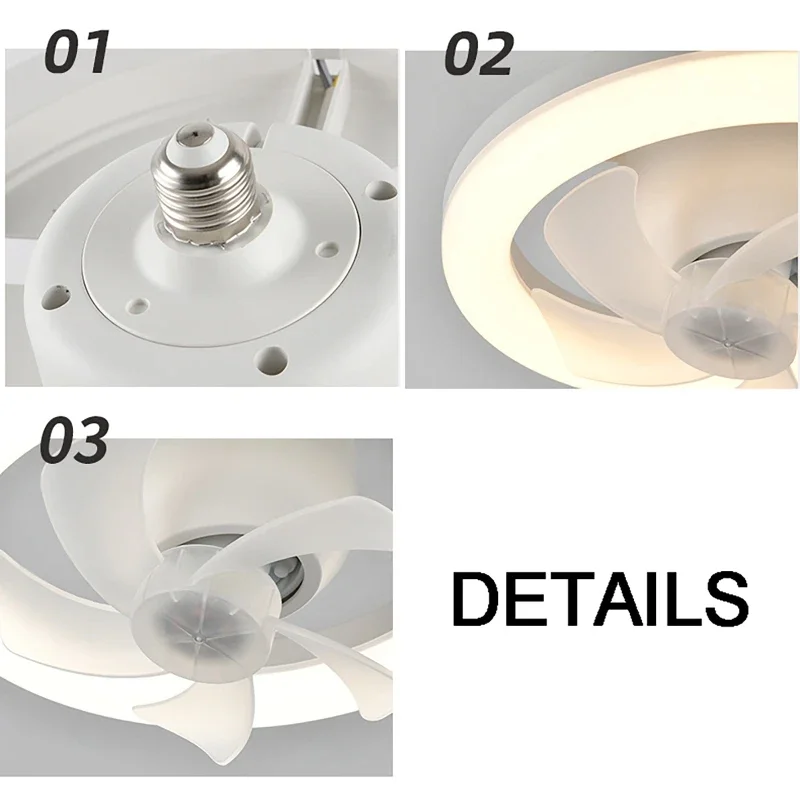 Ceiling Fan Light 48/60W 3-Speed Cooling Fan Ceiling Light Remote Control E27 Lamp Holder 3-gear Dimmable Electric Lamp