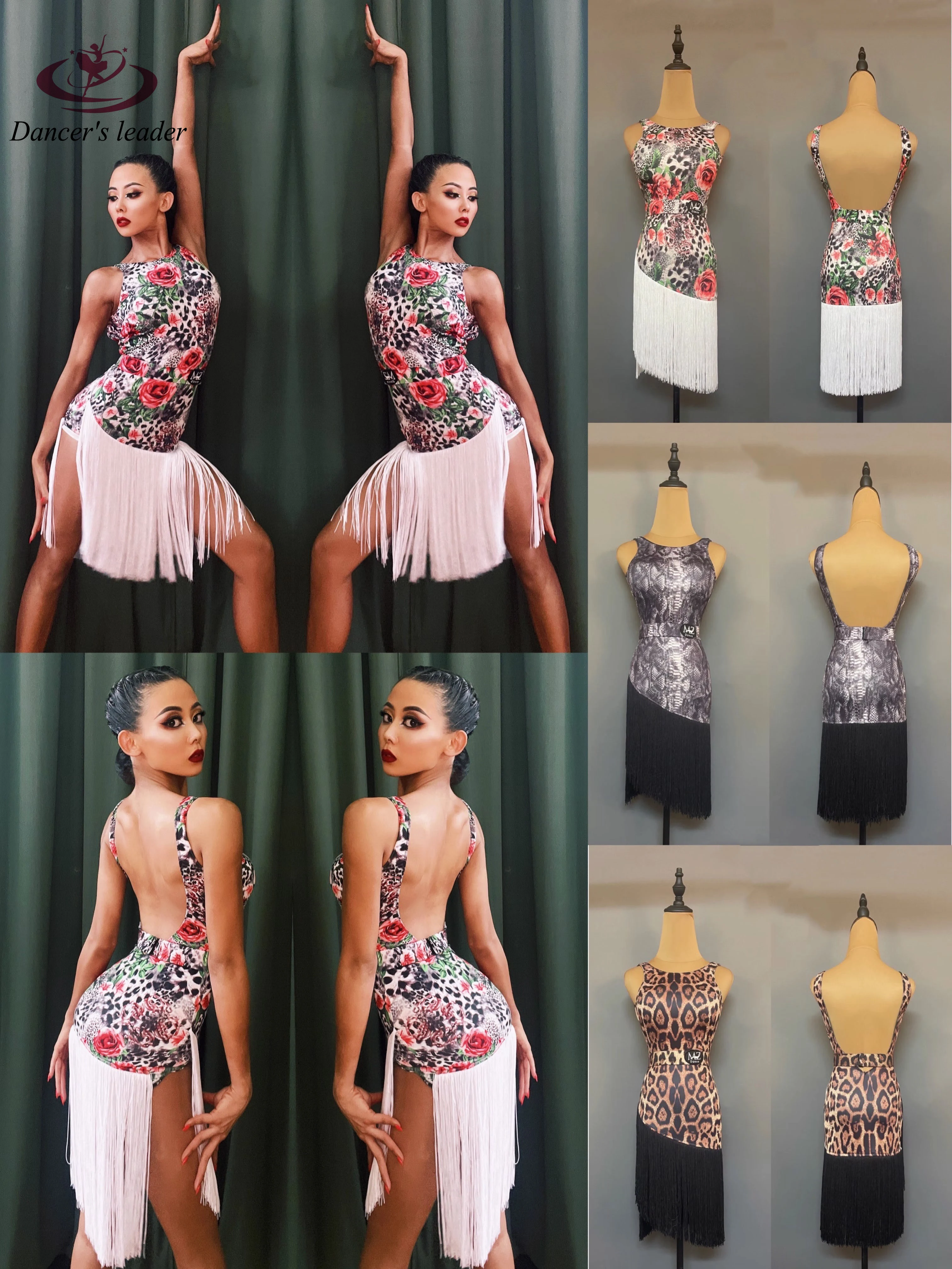 

Latin Dance Dress Backless Latin Dance Tassic Dress Dress Cha Cha Tango Female Adult Standard Stage Professional Clothing