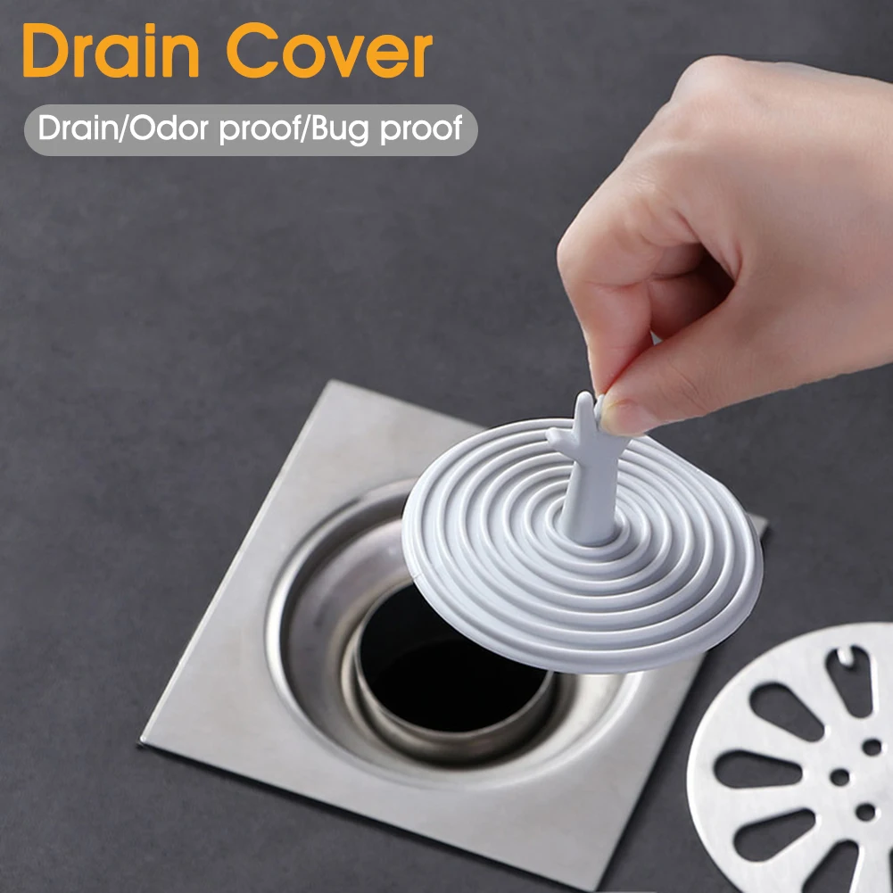Silicone Bathtub Stopper Leakageproof Drain Cover Sink Hair Stopper Tub Flat Plug Bathroom Accessories