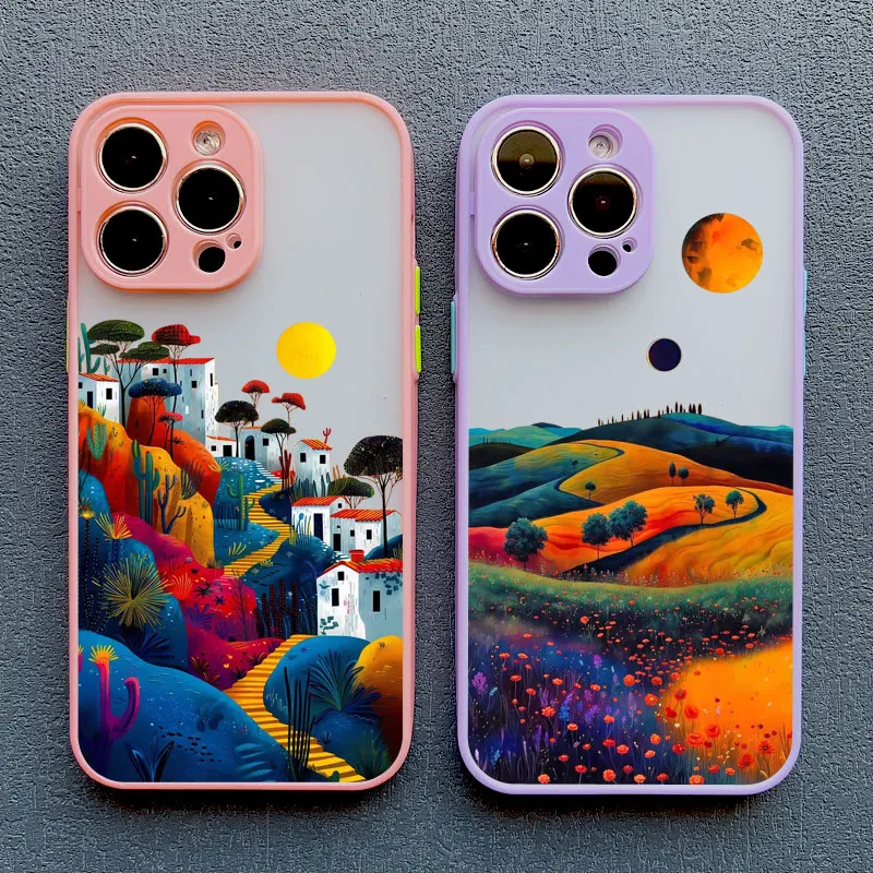 Yellow Sunset Mountain Shockproof Phone Case - Natural Scenery Cover